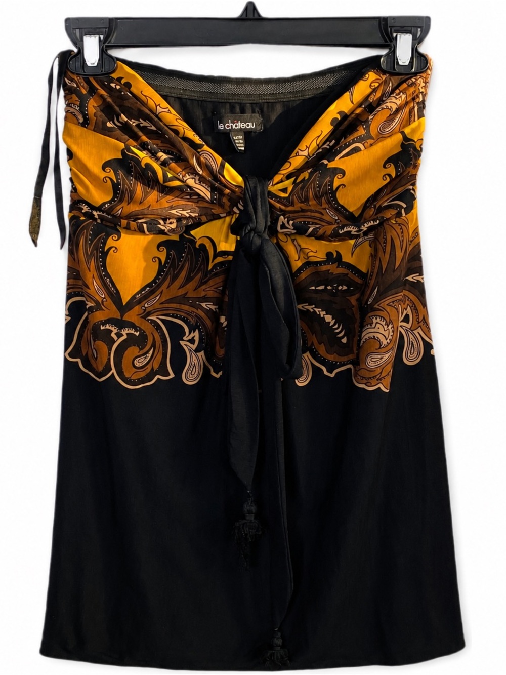 Le Château Black/Gold Peekaboo Padded Halter Tunic Top Boho Vacation Wear XS/S - Picture 6 of 6
